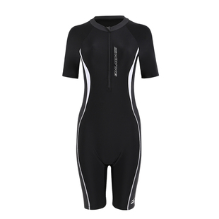 鸿星尔克泳衣女款连体平角遮肉显瘦温泉竞速五分裤游泳馆成人泳装