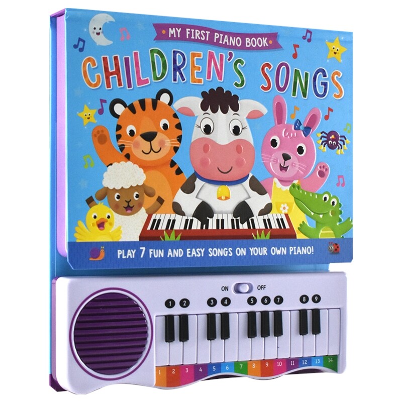My First Piano Book Children'S Songs 儿童儿歌 童谣琴键发声书 钢琴纸板书 含7首儿歌 英语音乐启蒙 英文原版进口儿童图书