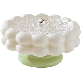 奶油风陶瓷干果盘分格带盖糖果盒家用客厅茶几水果盘轻奢高档摆件