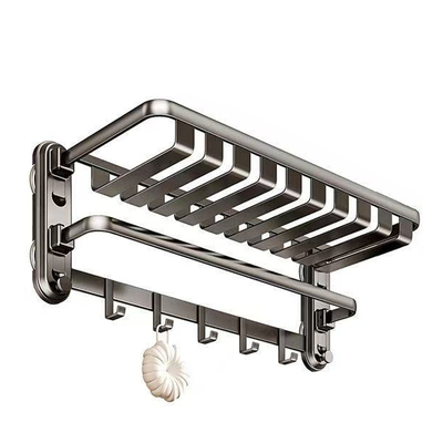 吸盘毛巾架免打孔卫生间浴室置物架厕所壁挂浴巾架套装收纳架折叠