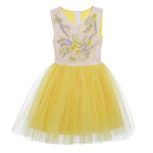 六一黄色儿童演出服装幼儿园小班大班舞蹈舞台表演服女童亮片纱裙