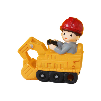工程车烘焙蛋糕装饰黄色挖掘机推土机主题小男孩装饰生日蛋糕摆件