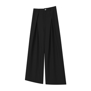 mountain tree重磅tr混纺对褶A字直筒阔腿垂感休闲长裤春夏西裤男