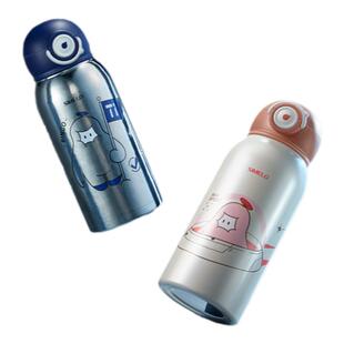 simelo施美乐纯钛儿童保温杯上学专用男孩吸管大容量刻字水杯子女