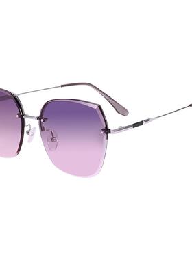 花花公子无框墨镜女2026新款显脸小方圆脸防紫外线太阳眼镜15005