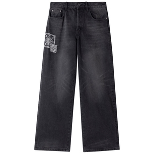 【张晋 罗一周同款】BEASTER腰果花贴布牛仔裤男直筒裤刺绣