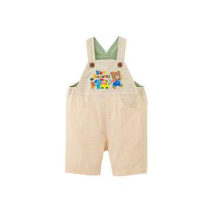 MIKIHOUSE儿童背带裤豪华刺绣男童女童春夏新品五分裤hotbiscuits