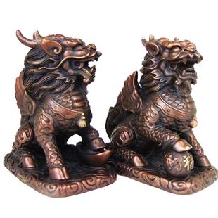 黄铜麒麟一对黄铜八卦公母招财办公室客厅家居开业送礼入户门