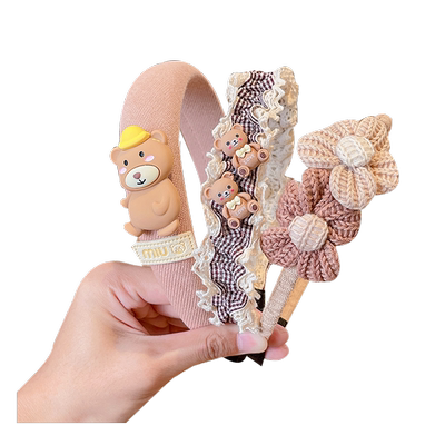 新款小熊蝴蝶结高颜值发箍3件套