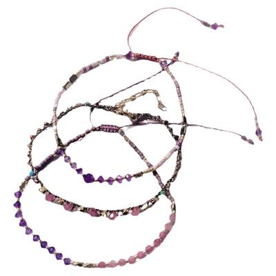 VIKIKO女生紫水晶手工编织手链