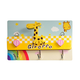 卡通强力无痕墙上挂钩一排三连钩长条可爱粘钩厨房免打孔动物挂勾