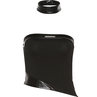 WEIRD PUSS欧美百搭不规则性感抹胸背心女设计感项圈修身黑色上衣