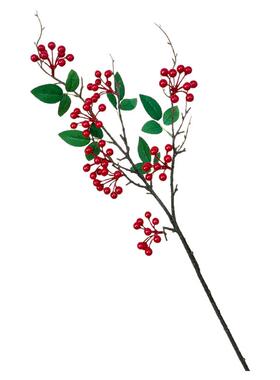 带叶红果发财果仿真花摆件冬青浆果树枝客厅假花摆设干花插花喜庆