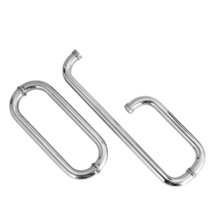 304不锈钢玻璃门淋浴房钛金大拉手浴室把手对装扶手L型三孔可定做