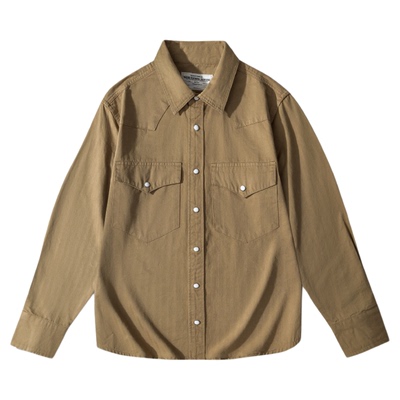 复刻RRL纯棉人字纹美式工装衬衣