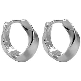 卡伦图通体纯银耳环女金色莫比乌斯环耳扣耳钉小耳垂耳包素圈耳饰