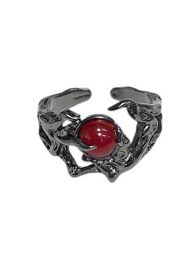 wind 个性小众设计暗月缠绕开口戒女情侣戒指时尚不规则肌理指环