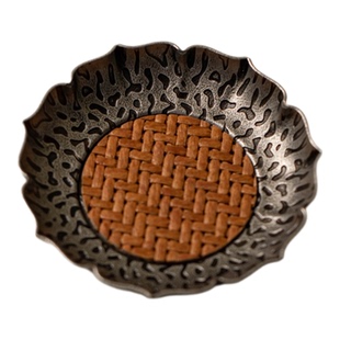 束刻 中式合金藤编杯垫创意复古杯托轻奢高级感禅意功夫茶具配件