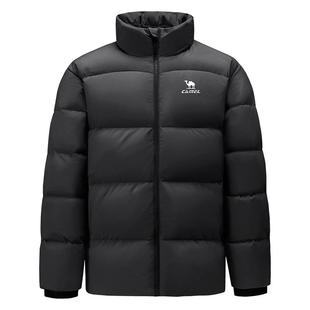 骆驼火神运动立领羽绒服男款女款冬季户外三防加厚面包服棕色外套