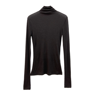 高端欧货洋气打底衫女秋冬高级感黑色内搭薄款微透高领堆堆领上衣