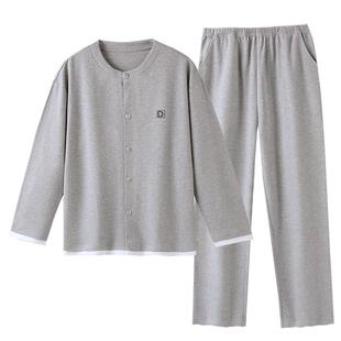 睡衣男士春秋款华夫格纯棉长袖秋季全棉大码四季可外穿秋冬家居服