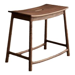 有枝黑胡桃木梳妆凳家用小凳子矮凳换鞋凳化妆凳实木马鞍凳餐凳