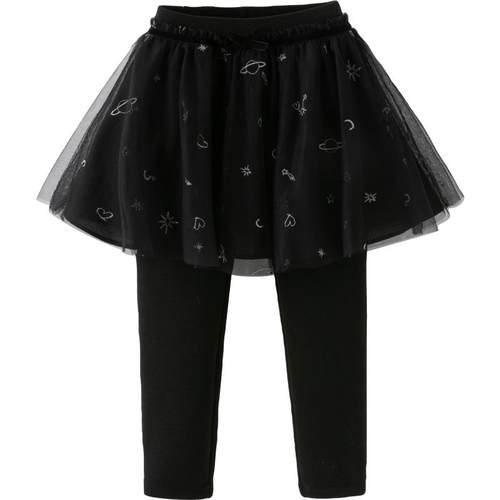 戴维贝拉女童加绒裙裤2025冬装新款儿童网纱裙子紧身弹力打底裤子