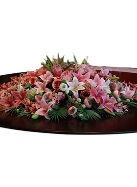 高档酒店餐桌花摆花桌子仿真花摆设轻奢装饰花圆桌中间转盘花摆件