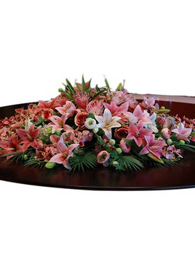 高档酒店餐桌花摆花桌子仿真花摆设轻奢装饰花圆桌中间转盘花摆件