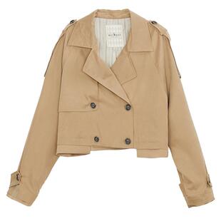 谜底短款箱型外套女士秋季回归乡野通勤风西装领双排扣243MW0994