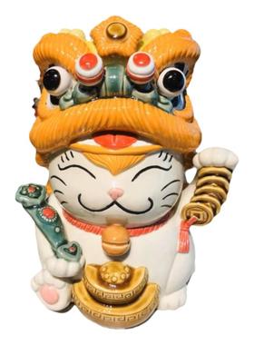 陶瓷招财猫石湾公仔储钱罐中国风