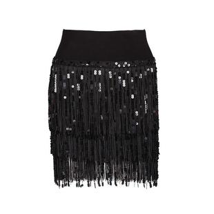 dancebaby流苏拉丁舞半身裙舞服短裙女舞蹈服半裙亮片流苏裙YD437