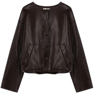 LAGOGO巴恩风落肩气质PU皮外套女拉谷谷2026春款上衣OCRR138D46