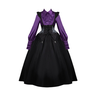 【荆棘夜】withpuji原创设计 哥特长短背带可拆托胸衬衫双子秋lo