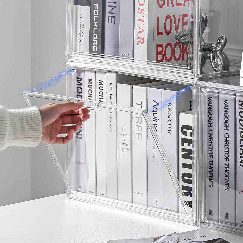 学生书本透明收纳盒侧边磁鞋盒大密封收纳盒书籍开号吸整理盖防潮