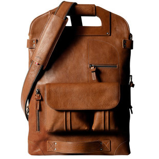 植鞣牛皮斜挎包多功能手提包机能邮差包男真皮通勤大容量双肩背包