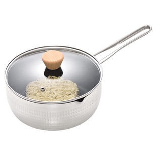 霜山铝合金雪平锅大金不粘涂层小奶锅带盖日式锤纹锅汤锅18/20cm