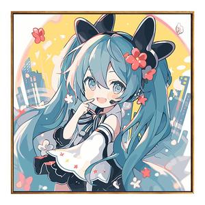 初音未来数字油画零基础丙烯填充涂色油彩画 diy手绘卧室装饰画画