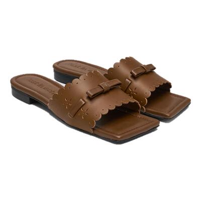 lostinecho一字带雕花平底凉拖