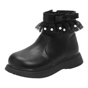 女童短靴2025冬季新款童靴小女孩黑色单靴皮靴洋气儿童软底公主靴