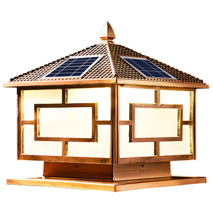 太阳能柱灯大门口围墙灯柱子门柱户外两边院门庭院别墅福字柱头灯