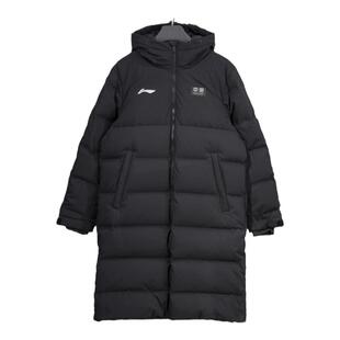 李宁正品2024新款健身系列男子防风保暖长款连帽羽绒服AYMU635-1