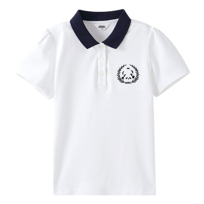 安奈儿童装女童短袖polo针织衫2025夏新款吸湿透气纯棉弹力时尚
