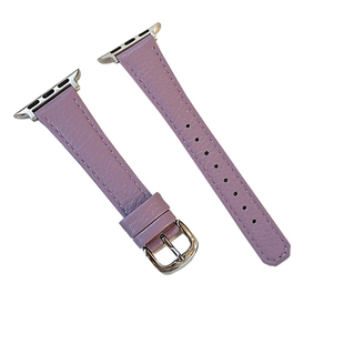 LINEVEK适用苹果applewatch手表s11表带荔枝纹皮iwatch真皮S10/9/8/7/6秋冬多巴胺SE3小蛮腰针扣腕带女款高级