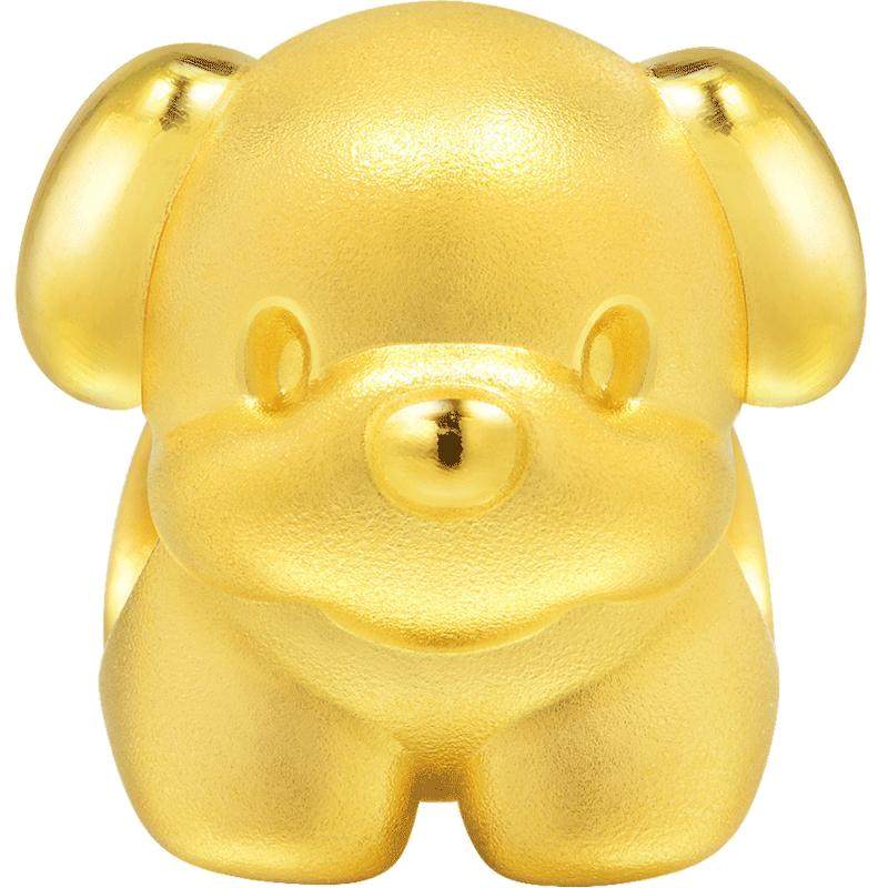 周生生足金黄金生肖可爱狗转运珠
