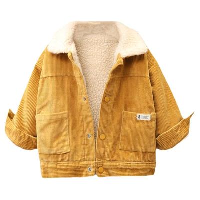 两面穿冬季羊羔绒男童灯芯绒外套