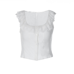 法式蕾丝花边白色背心+低腰鱼尾半身裙两件套2026夏季新款套装 仙