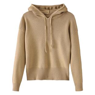 连帽女士毛衣秋冬女装2025新款加厚带帽针织衫小个子短款上衣卫衣