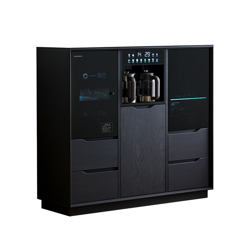 中古风实木智能茶吧机消毒一体柜