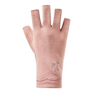 半指手套女春秋工作开车骑行学生写字露五指二指保暖冬天美甲手套